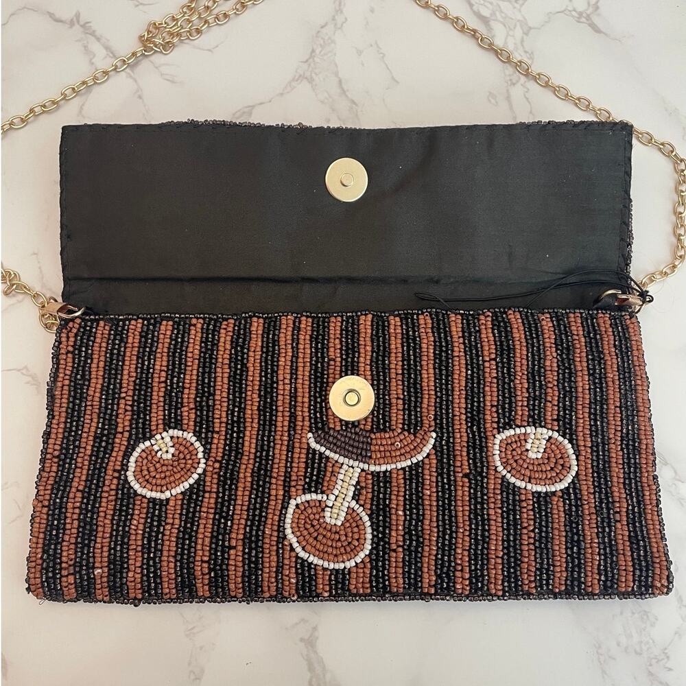 Rachel Zoe Espresso Martini Beaded Clutch, Pouch, Detachable Strap NWT - Picture 5 of 10